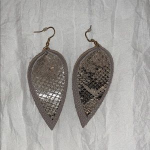 Snakeskin leaf earrings
